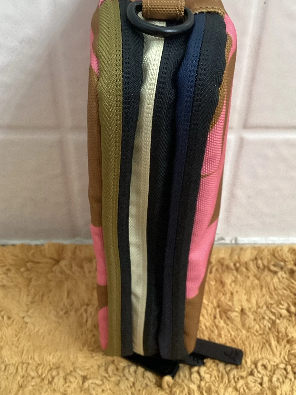 Orla Kiely Pink and Brown Retro Flower Crossbody Pouch